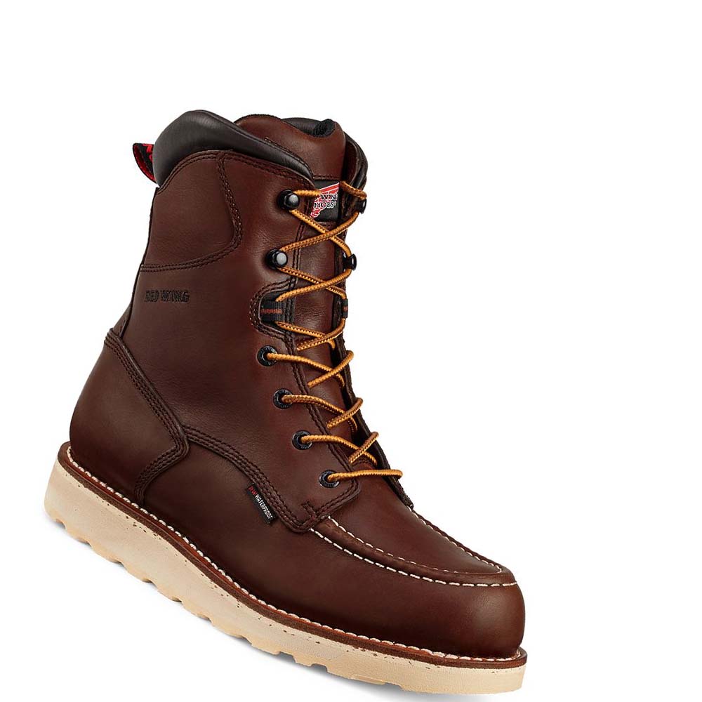 Red Wing Traction Tred 8-inch Safety Toe Men\'s Waterproof Boots Burgundy | ZA 37WNB